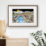 With Rising Moon Came The Tide Past Bridges Old And New, Newcastle upon Tyne - Limited Edition Giclee Print