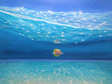 New Horizon Underwater Seascape with Fish - Framed Canvas Print
