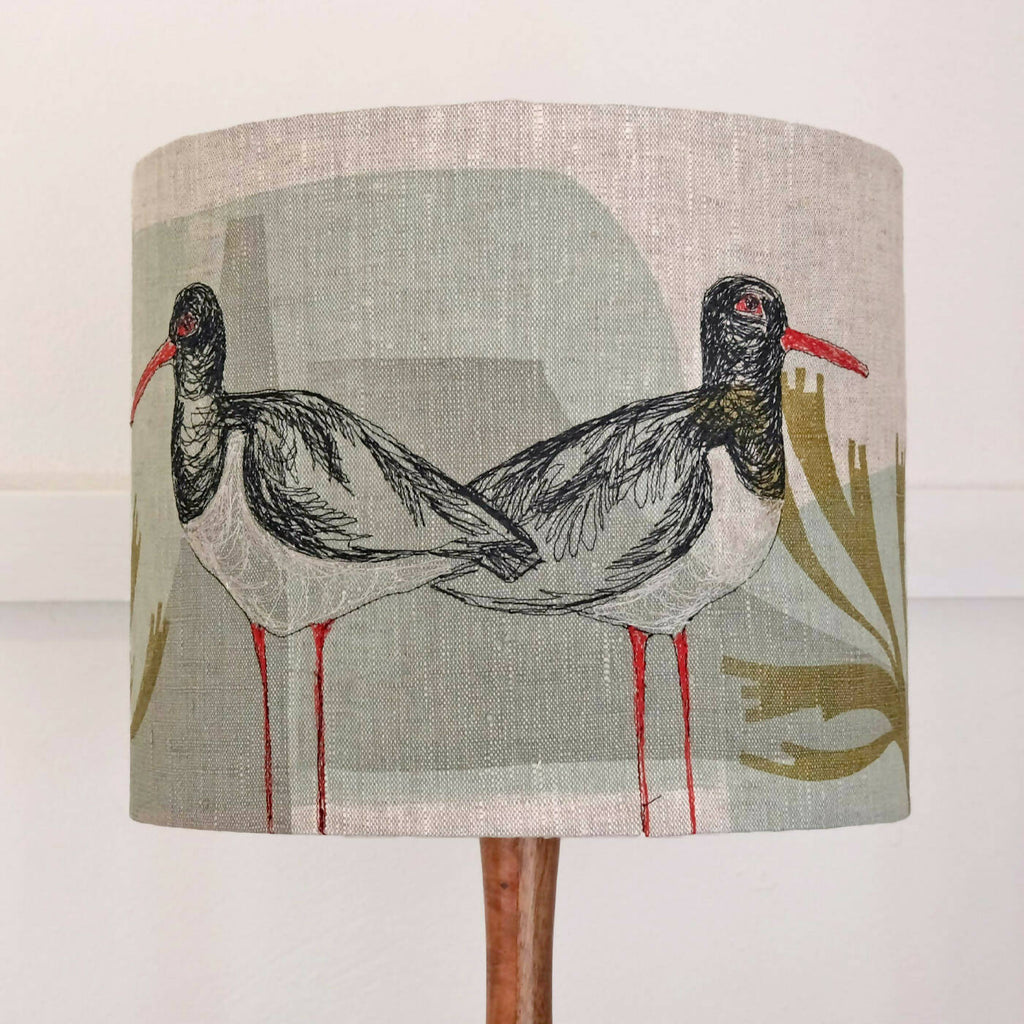 Oystercatcher Lampshade - Screen Printed and Embroidered - Medium