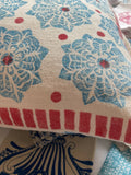 Blue Rose Cushion Cover - Linocut Print